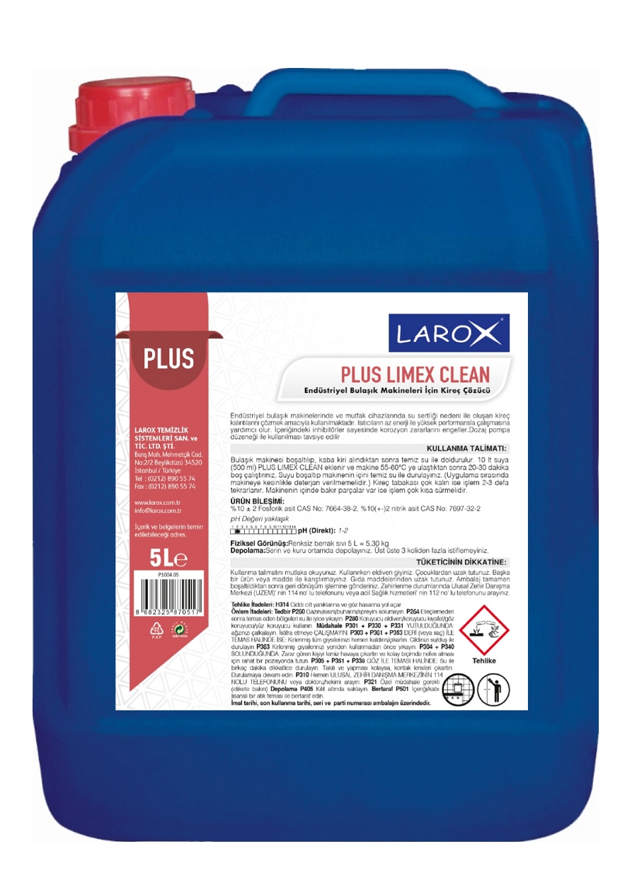 PLUS LIMEX CLEAN Endüstriyel Bulaşık Makine Kireç Çözücü