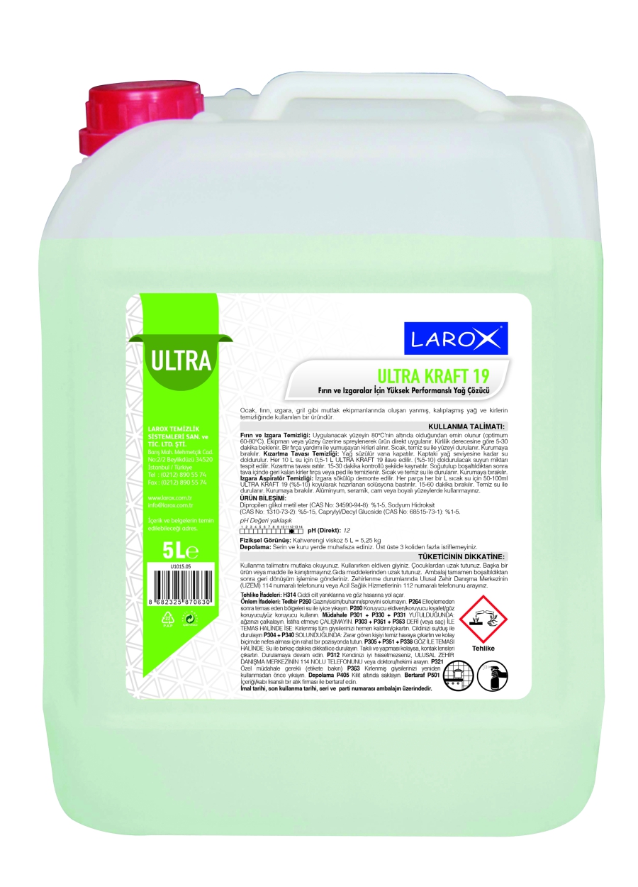 ULTRA KRAFT 19 Fırın ve Izgaralar İçin Yüksek Performanslı Yağ Çözücü